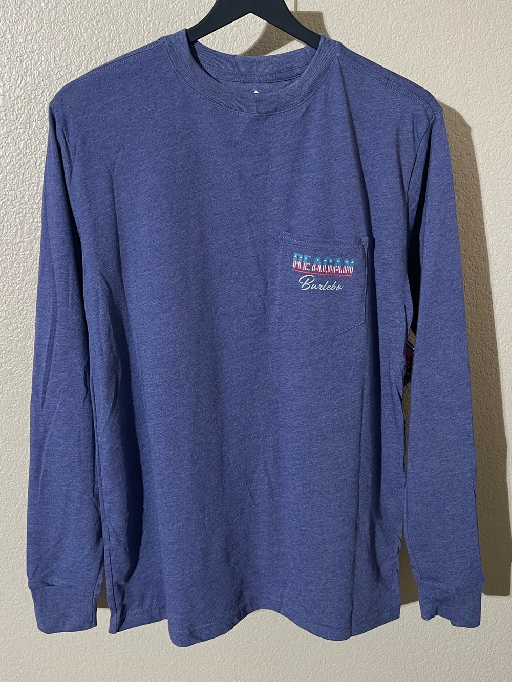 BURLEBO Long Sleeve Pocket Tee - Heather Blue